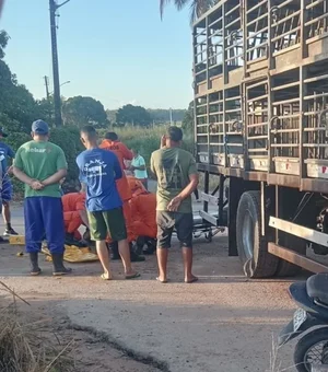 Colisão entre moto e caminhão deixa dois feridos na zona rural de Arapiraca