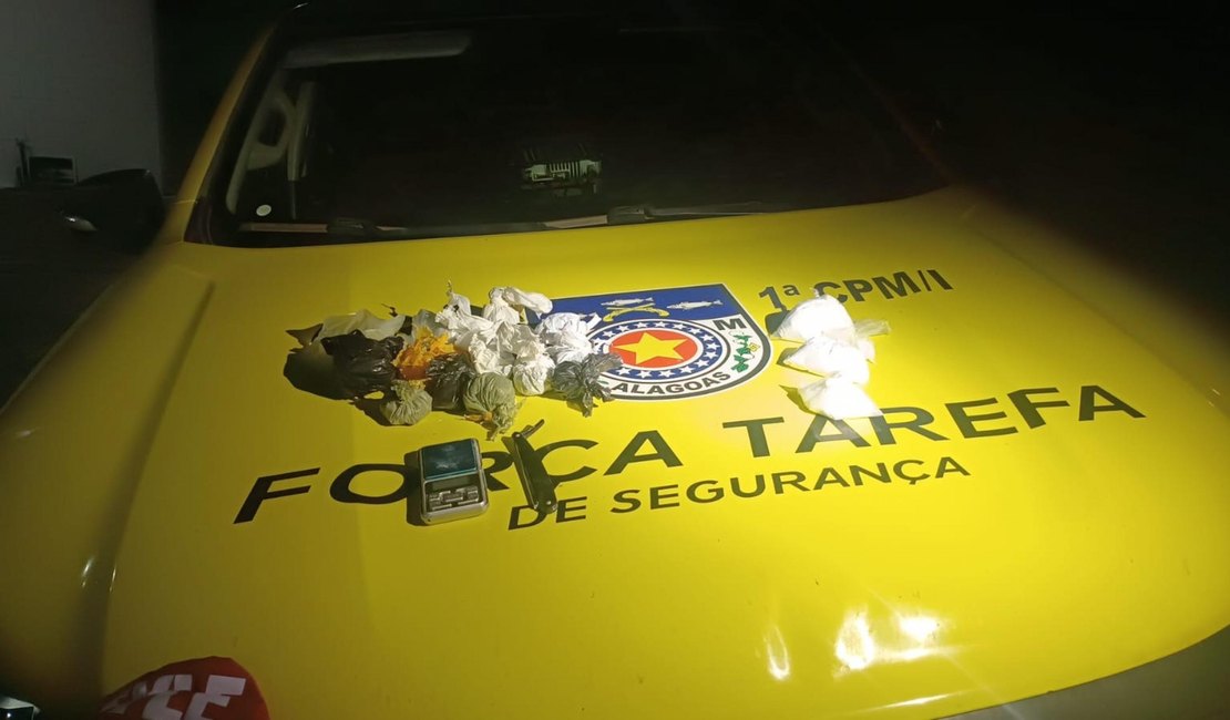 Polícia Militar retira arma de fogo e um quilo de drogas de circulação no Agreste
