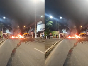 Protesto por falta d'água congestiona o trânsito na Avenida Comendador Gustavo Paiva