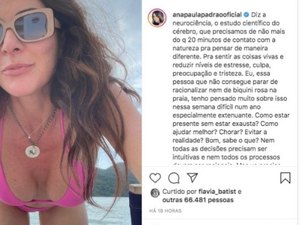 Em raro clique de biquini, Ana Paula Padrão fala sobre julgamento alheio