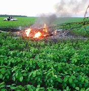 Duas pessoas morrem após avião cair em plantação de soja e pegar fogo 