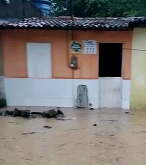 Córregos transbordam e moradores de Riacho Doce ficam ilhados