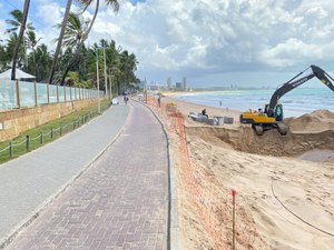 Trecho da orla da Jatiúca será interditado nesta quinta (9) para obra de contenção