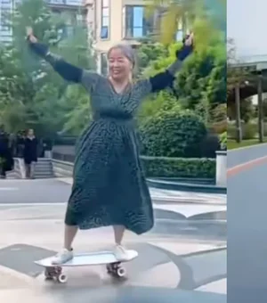 Chinesa de 68 anos quebra estereótipos com talento no skate