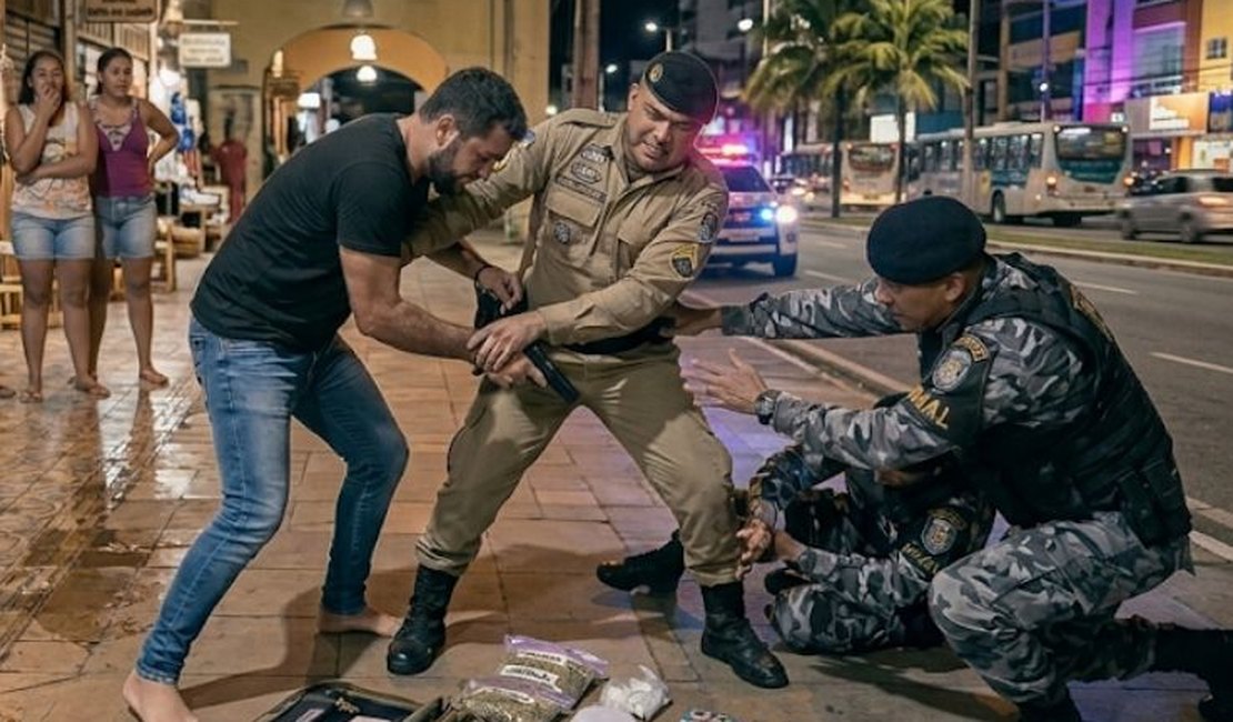 Suspeito tenta tomar arma de policial e acaba preso por tráfico na Levada