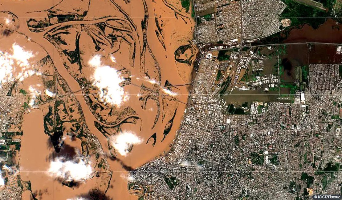 Imagem de satélite mostra efeito devastador da chuva no Rio Grande do Sul