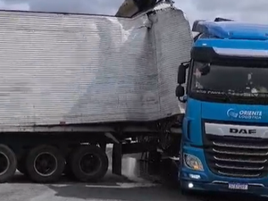 [Vídeo] Colisão entre carretas provoca interdição parcial da BR-101, em Pilar