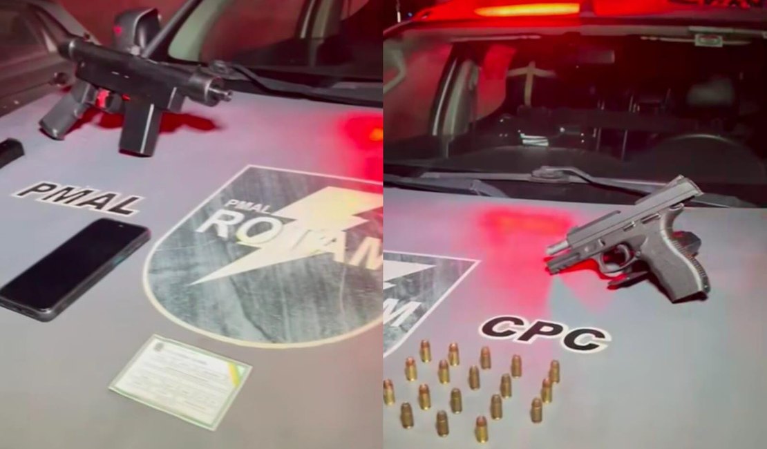 Homem é preso com submetralhadora dentro do carro na parte alta de Maceió
