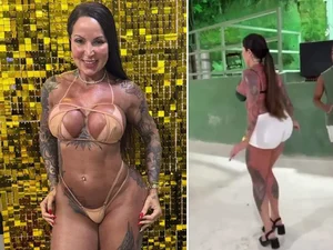 Rainha sem calcinha reaparece após polêmica e se esforça para sambar