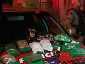Após denúncia anônima, PM apreende pistola e quase 15 kg de maconha