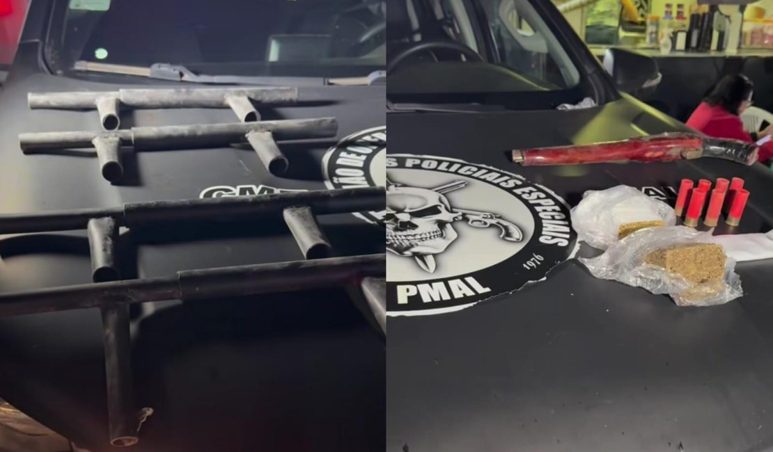 Armas artesanais e drogas são apreendidas dentro de caixa d’água em Maceió