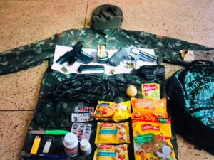 Veja itens apreendidos com Lázaro Barbosa: armas, biscoito, remédios e faca