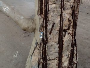 Moradores denunciam risco de desabamento de abrigo de ônibus