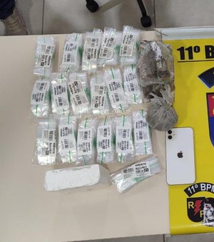 PM apreende drogas e prende suspeito de tentativa de homicídio no interior de AL