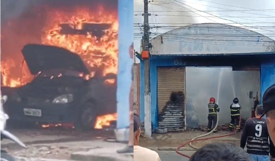 [Vídeo] Incêndio de grandes proporções destrói oficina na cidade de Arapiraca