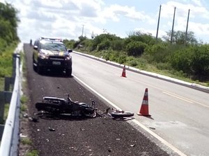 Motociclista morre após colidir com caminhão e ter corpo partido ao meio