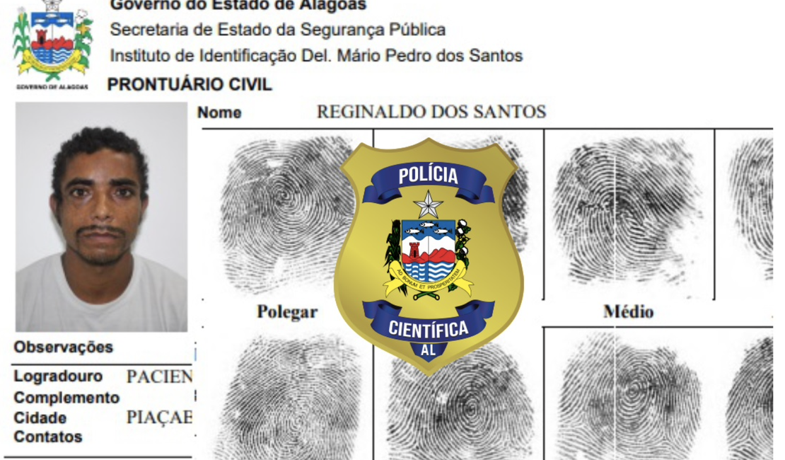 Instituto de Identificação procura familiares de homem de 32 anos nascido em Piaçabuçu