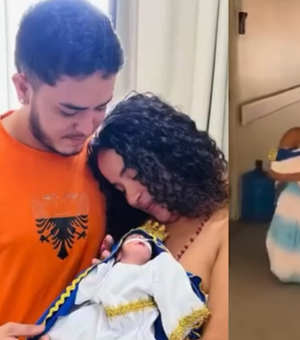 [Vídeo] Mãe emociona ao sair de joelhos com filho que passou 34 dias na UTI