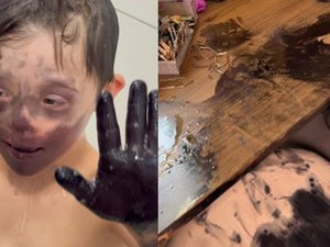 Após pintar fusca do tio, garotinho ataca novamente e tinge escritório da mãe com tinta de carimbo