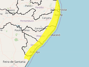Alerta amarelo de chuvas para o litoral e Zona da Mata em AL
