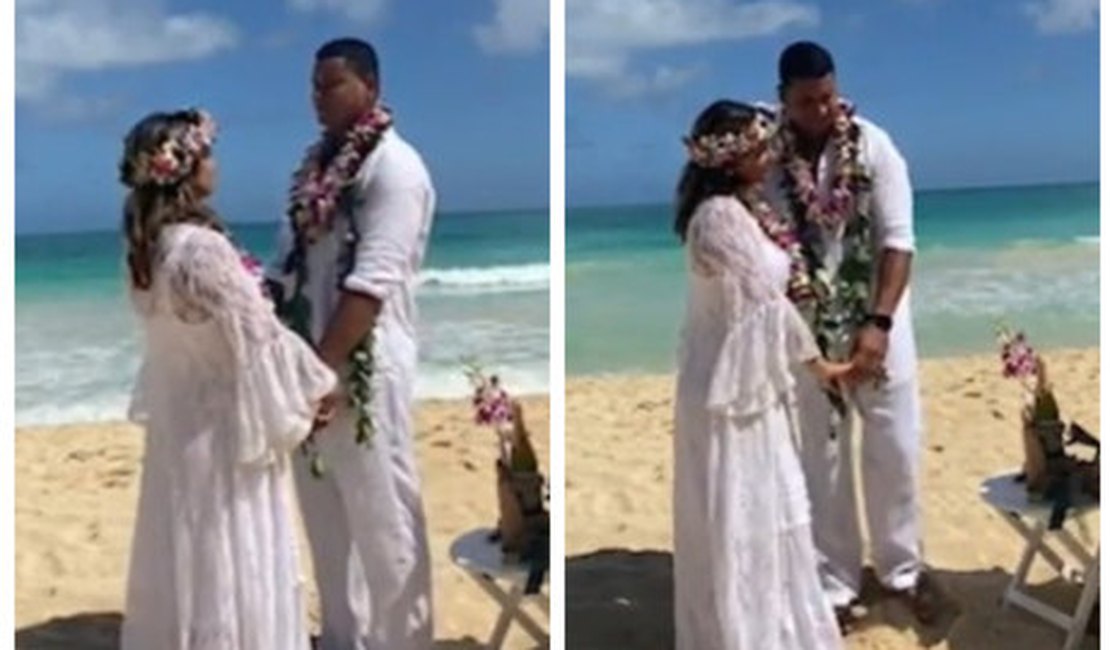 Xanddy e Carla Perez renovam votos de casamento no Havaí