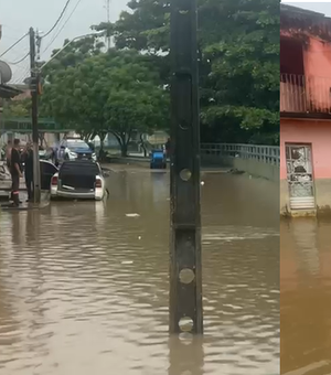 Chuva forte eleva nível de rio e deixa casas alagadas em São Miguel dos Campos
