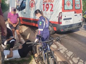 Ciclista fica ferido após colidir contra uma moto no bairro Ouro Preto, em Arapiraca