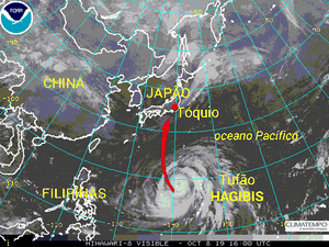 Forte Tufão Hagibis deve atingir o Japão no fim de semana
