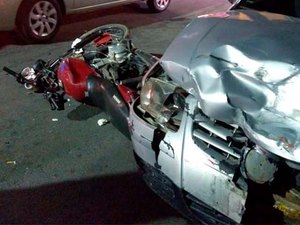 Colisão entre carro e moto deixa um ferido em União dos Palmares