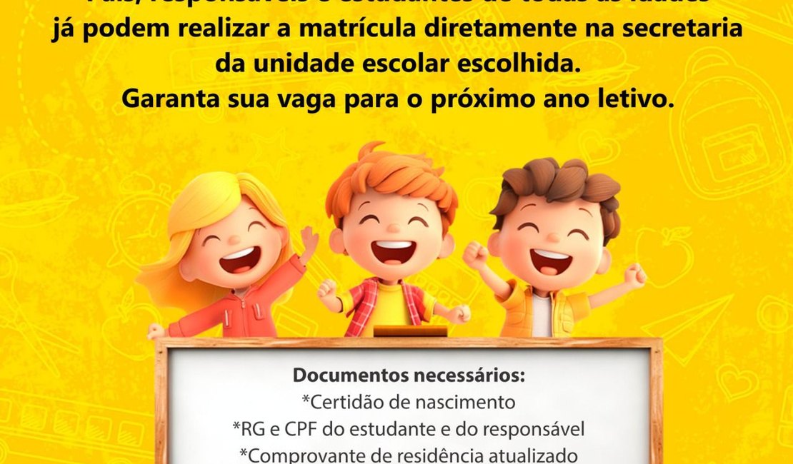 Prefeitura anuncia abertura das matrículas escolares em Matriz de Camaragibe