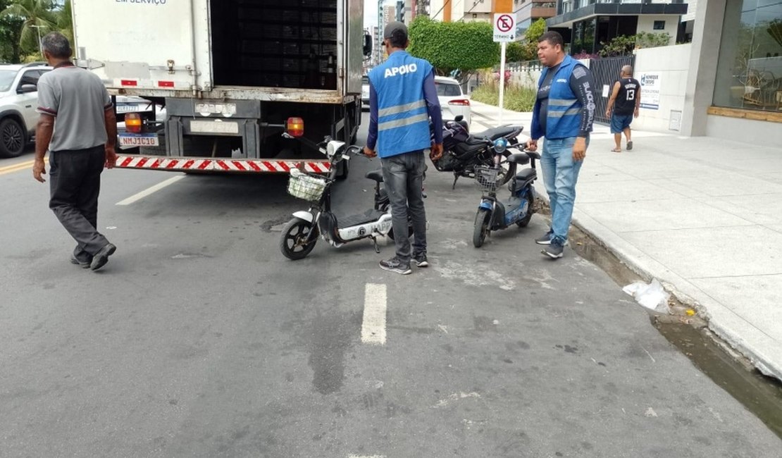 Semsc apreende bicicletas elétricas usadas em aluguel irregular na orla de Maceió