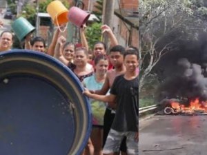 Sem água há dez dias, moradores de Ibateguara bloqueiam via e ateiam fogo em protesto