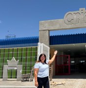 Prefeita Ziane Costa visita obras da Creche Cria no bairro Novo Horizonte, em Delmiro
