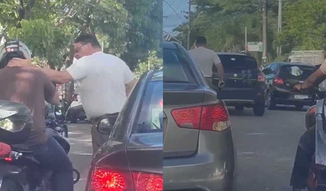 Homem saca arma e agride motoqueiro em discussão de trânsito em Maceió