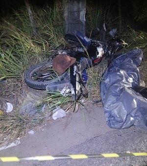 Motociclista perde controle, bate contra poste e morre na AL-115 em Girau do Ponciano