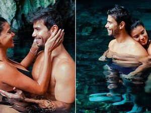 Mariano e Jake Oliveira curtem férias românticas no Jalapão: 'Lagoa Azul'