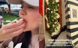 Franciny Ehlke paga cerca de R$ 500 em hot dog com ouro e viraliza