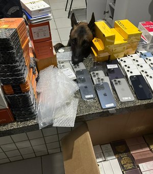 Mais de 40 iPhones e falsos perfumes importados são encontrados em ônibus no Agreste de AL