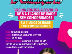 Crianças de 6 a 11 anos sem comorbidades recebem a primeira dose contra covid-19 em Palmeira