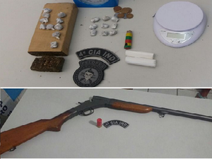 Polícia prende suspeitos com drogas, espingarda e balança de precisão no interior