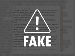 É falso que variante Delta do novo coronavírus não cause febre e tosse