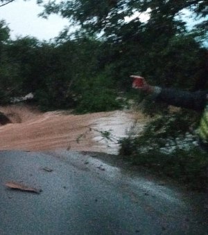 [Vídeos] Ponte em rodovia entre Arapiraca e Feira Grande cede com as fortes chuvas