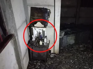 Capela com Nossa Senhora Aparecida fica intacta após incêndio em Ponta Grossa