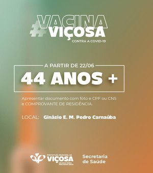 Viçosa está entre os 6% dos municípios do país que vacinam abaixo de 45 anos