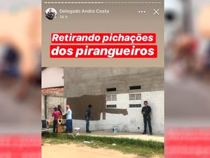 Polícia obriga bandidos a pintar muro onde haviam pichado ameaças em Fortaleza
