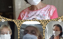 Idosas enviaram fotos utilizando máscaras caseiras, uma das medidas de prevenção recomendadas pelo Ministério da Saúde contra a Covid-19