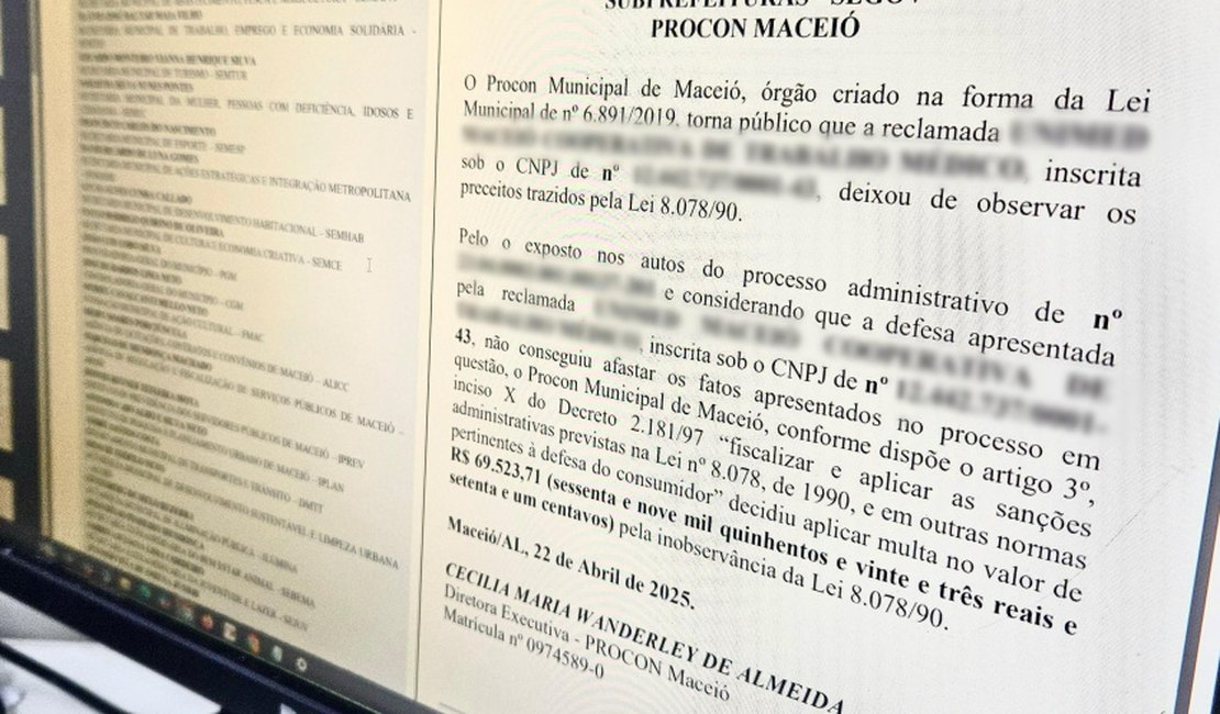 Planos de saúde em Maceió são multados em mais de R$ 390 mil