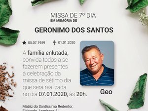 Missa de 7º dia em memória do Geo do Coringa acontece nesta terça 