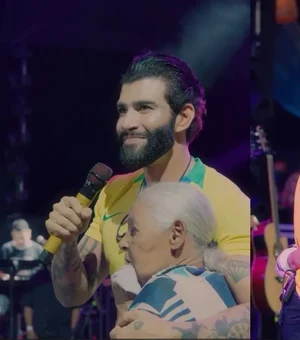 Gusttavo Lima chora em show ao falar sobre morte da mãe