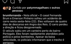 Cantora gospel Fernanda Brum sofre acidente de carro na Rio-Santos, em Angra dos Reis